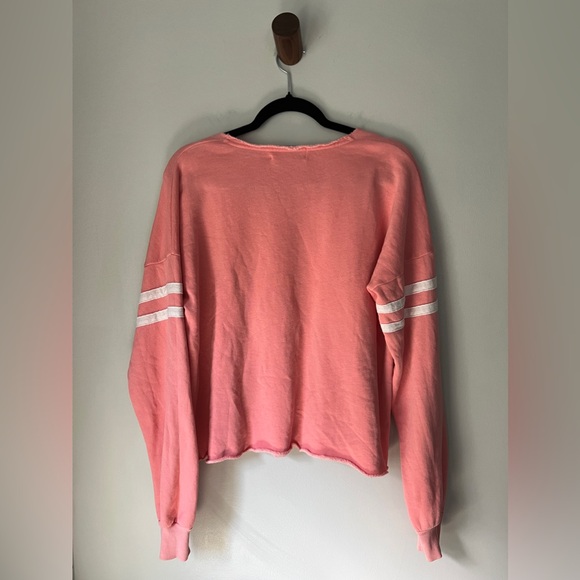 Wildfox Pullover Sweater with Stripes in Pink/White, Size Small - Picture 2 of 4